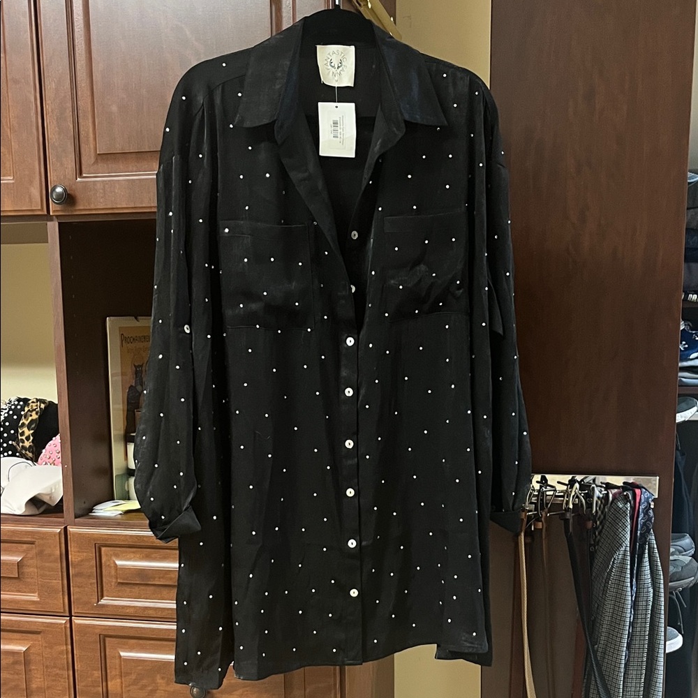 Fantastic Fawn Black Dress with White Dots
